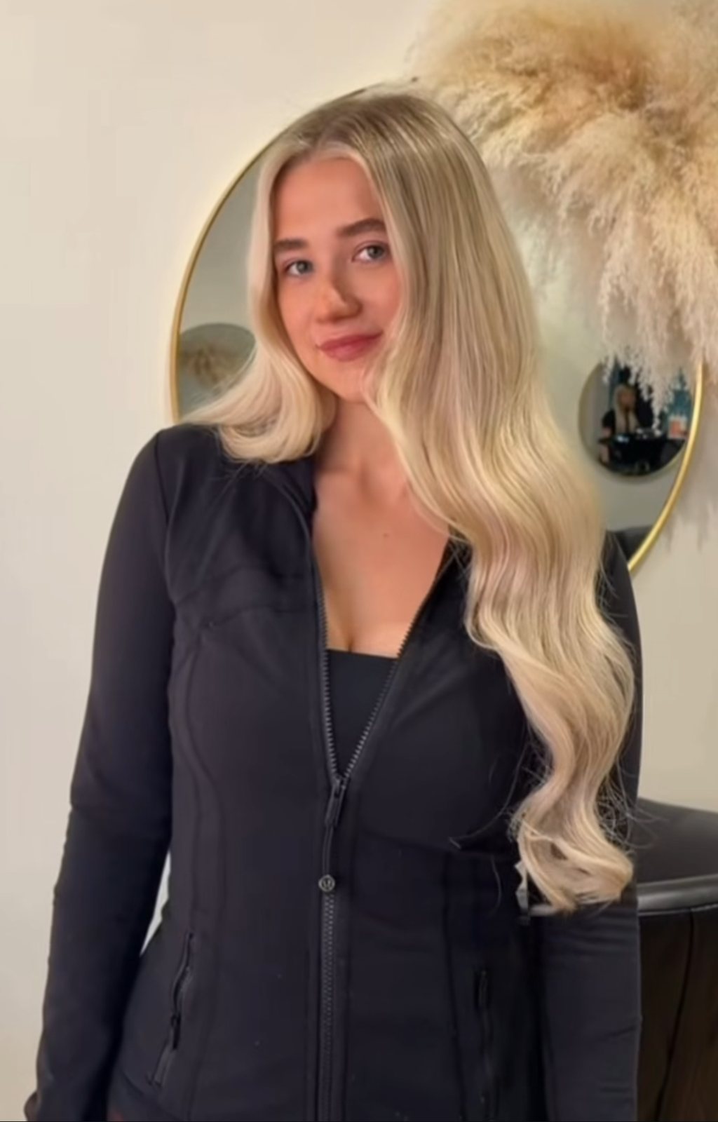 Long blonde highlights with a soft root at ELM Hair and Beauty, Wrexham