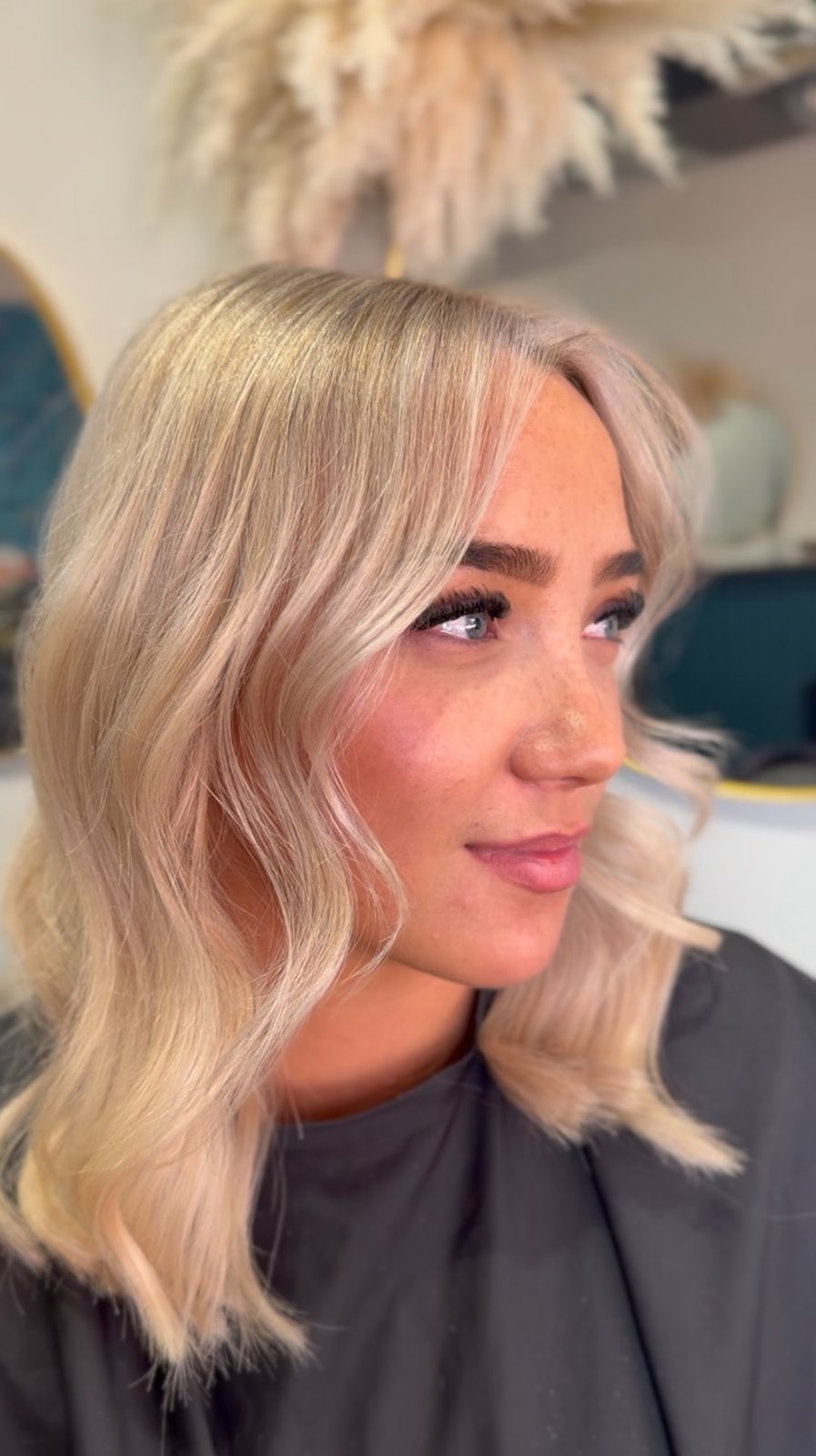 Blonde highlights on a shoulder-length cut at ELM Hair and Beauty, Wrexham