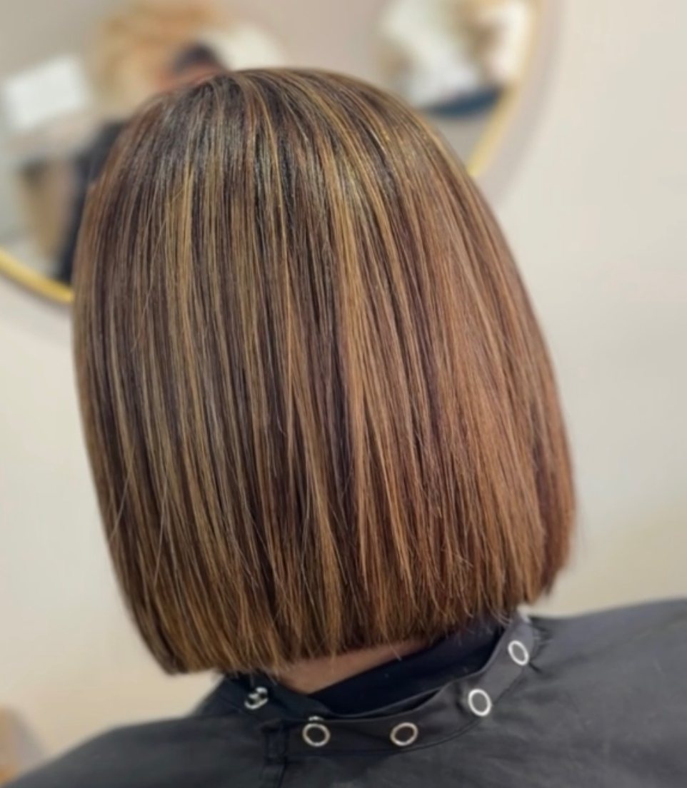 Sleek copper bob haircut at ELM Hair and Beauty, Wrexham