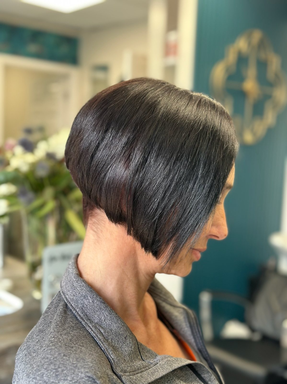 Sharp graduated bob haircut at ELM Hair and Beauty, Wrexham